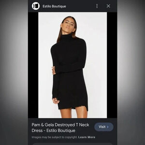 Pam & Gela Destroyed Turtleneck Dress size small